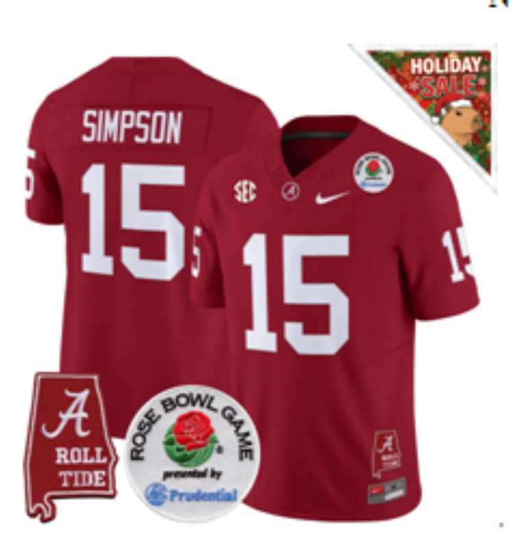 Men Alabama Crimson Tide #15 Simpson red Nike 2026 NCAA Jersey 02